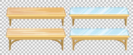 Set of bench on transparent background illustrationのイラスト素材