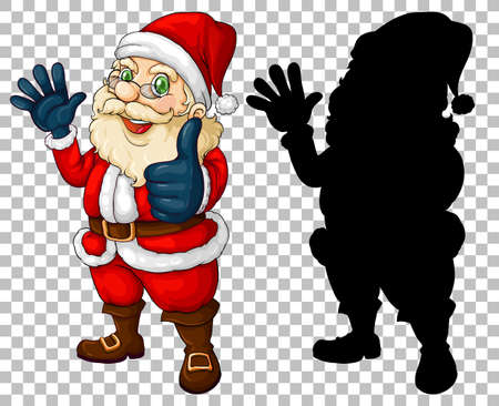 Santa cartoon charcter and its silhouette illustrationのイラスト素材