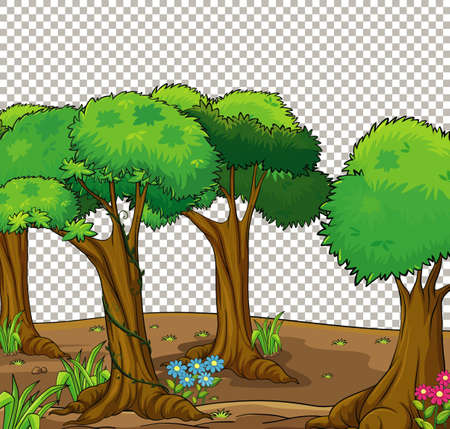 Nature outdoor landscape transparent background illustrationのイラスト素材