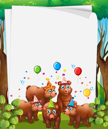 Paper template with cute animals in party theme illustrationのイラスト素材