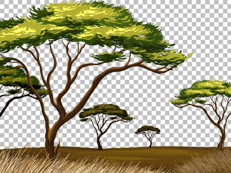 Nature outdoor landscape transparent background illustrationのイラスト素材