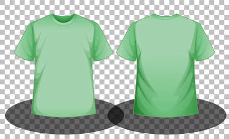 Front and back of green t-shirt on transparent background illustrationのイラスト素材