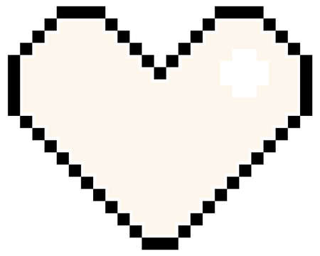 White pixel heart isolated illustrationのイラスト素材