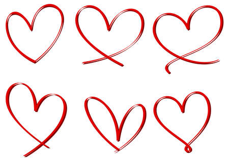 Set of heart hand drawn isolated illustrationのイラスト素材