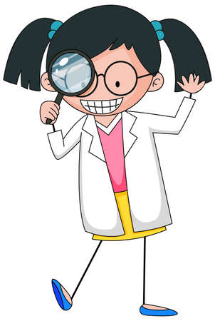 Little scientist doodle cartoon character isolated illustrationのイラスト素材