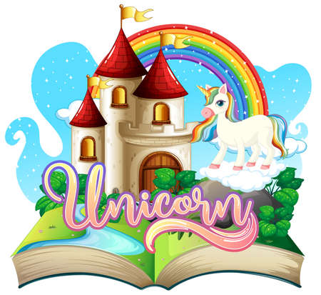 3D pop up book with fairy tale theme illustrationのイラスト素材