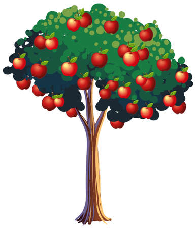 Apple tree isolated on white background illustrationのイラスト素材