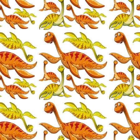 Seamless pattern with fantasy dinosaurs cartoon illustrationのイラスト素材