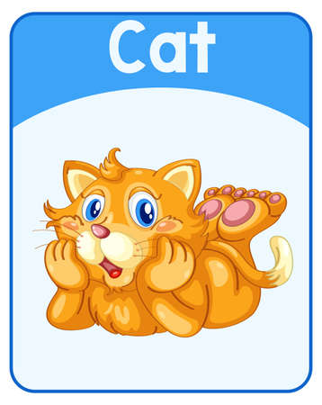Educational English word card of cat illustrationのイラスト素材
