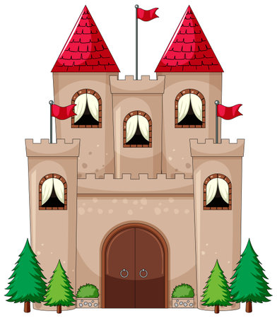 Simple cartoon style of castle isolated on white background illustrationのイラスト素材