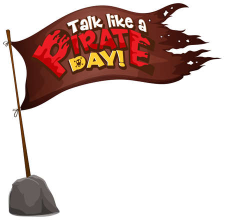 Flag of Pirate with Talk Like A Pirate Day word isolated on white background illustrationのイラスト素材