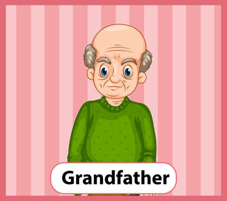 Educational English word card of grandfather illustrationのイラスト素材