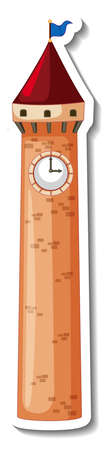 Sticker template with Clock Tower isolated illustrationのイラスト素材