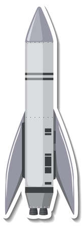 Sticker template with spaceship isolated illustrationのイラスト素材