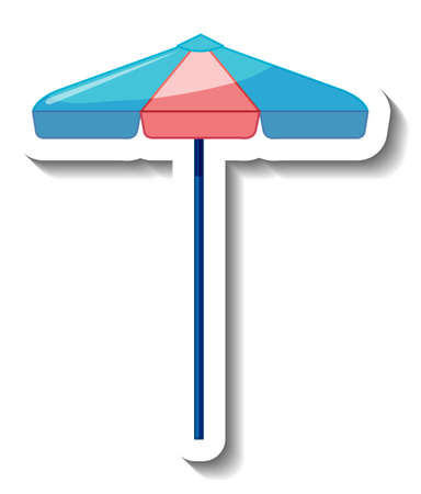 Sticker template with summer beach umbrella isolated illustrationのイラスト素材