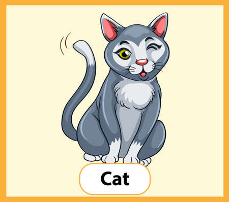 Educational English word card of Cat illustrationのイラスト素材