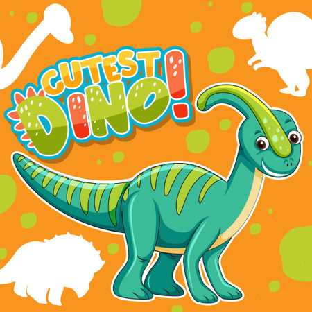 Cute dinosaur character with font design for word Cutest Dino illustrationのイラスト素材