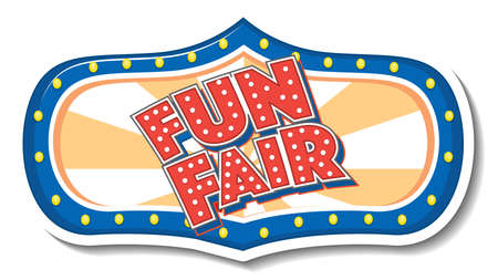Sticker template with Funfair banner isolated illustrationのイラスト素材