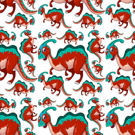 Seamless pattern with fantasy dinosaurs cartoon illustrationのイラスト素材