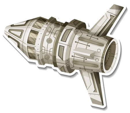A sticker template with UFO or satellite isolated illustrationのイラスト素材