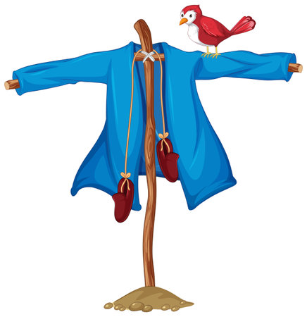 Garden scarecrow without head in cartoon style isolated illustrationのイラスト素材