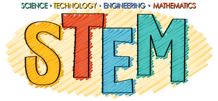 STEM education logo banner on white background illustrationのイラスト素材
