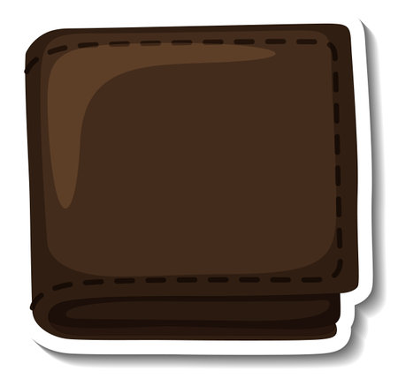 A sticker template with a brown wallet isolated illustrationのイラスト素材