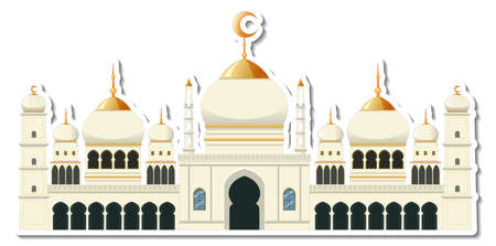 A sticker template with Mosque building isolated illustrationのイラスト素材