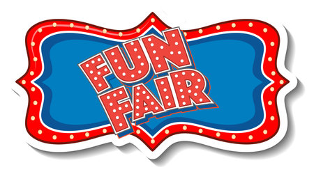 Sticker template with Funfair banner isolated illustrationのイラスト素材