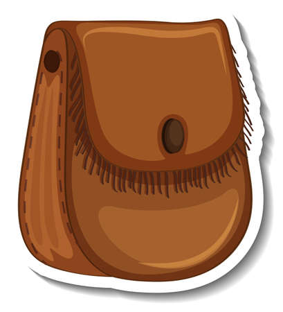 A sticker template with a brown purse isolated illustrationのイラスト素材