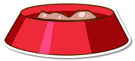 Sticker red pet bowl on white background illustrationのイラスト素材