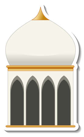 A sticker template with Mosque building isolated illustrationのイラスト素材