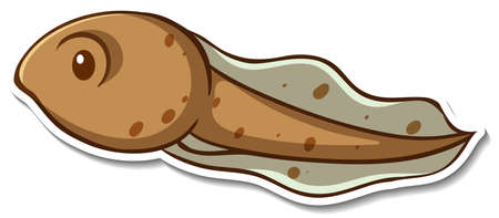 Sticker design with a tadpole isolated illustrationのイラスト素材