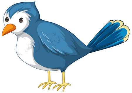 A blue bird in standing pose in cartoon style isolated illustrationのイラスト素材