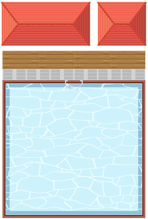 Top view of swimming pool on white background illustrationのイラスト素材