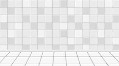 Empty white room with white tiles floor and wall illustrationのイラスト素材