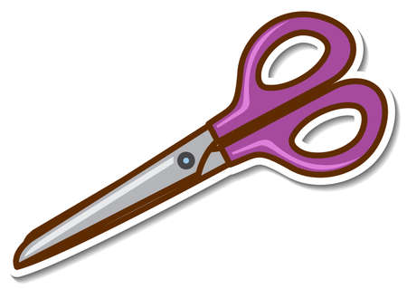 A purple scissor sticker on white background illustrationのイラスト素材