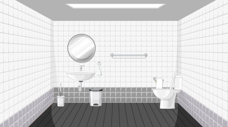 Toilet interior design with furniture illustrationのイラスト素材