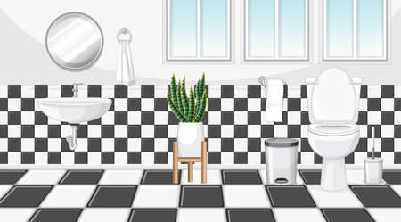 Bathroom interior design with furniture illustrationのイラスト素材