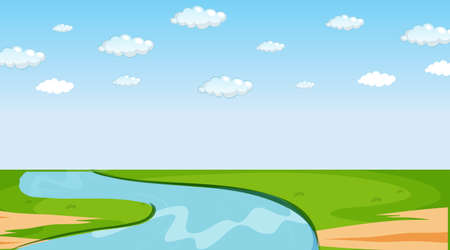 Blank nature park landscape scene at daytime illustrationのイラスト素材