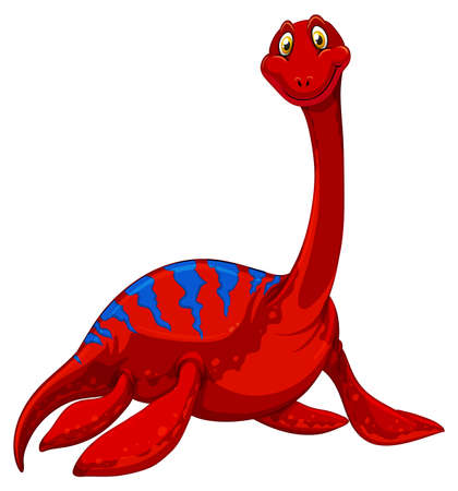 A pliosaurus dinosaur cartoon character illustrationのイラスト素材
