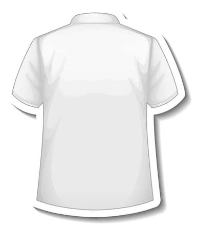 A sticker template with back of white polo shirt isolated illustrationのイラスト素材