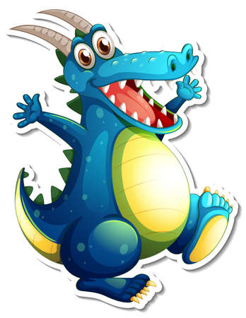 Fantasy Dragon cartoon character sticker illustrationのイラスト素材