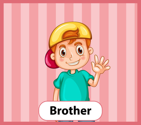 Educational English word card of brother illustrationのイラスト素材