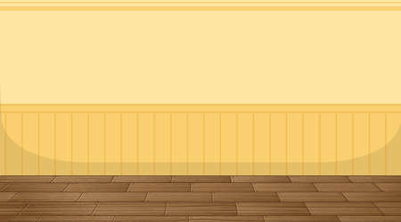 Empty room with parquet floor and yellow wallpaper illustrationのイラスト素材