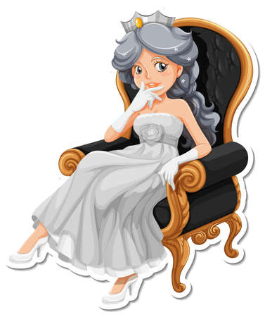 Beautiful princess cartoon character sticker illustrationのイラスト素材