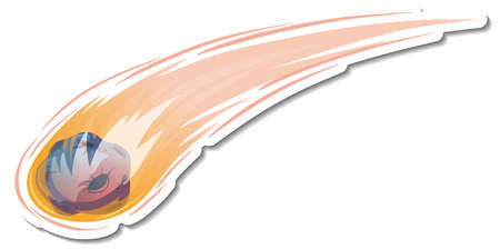 Sticker template with meteorite flame isolated illustration
