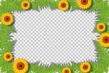 Sunflower frame template on transparent background illustrationのイラスト素材