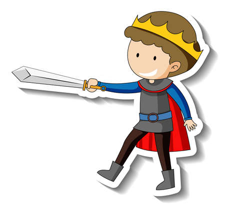 Sticker template with a boy wearing king costume isolated illustrationのイラスト素材