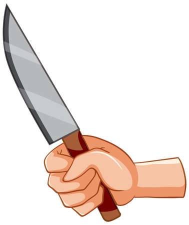 Knife with hand on white background illustrationのイラスト素材